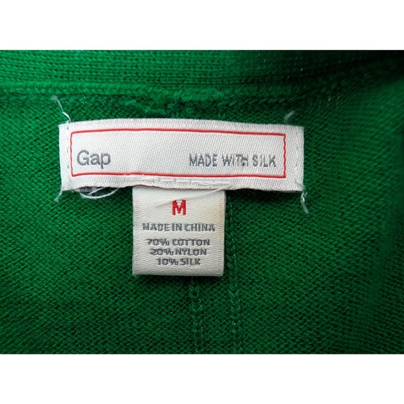 Gap Cardigan Sweater Women's Size M Green Cotton Silk Blend V Neck Pockets Cozy - Picture 3 of 11